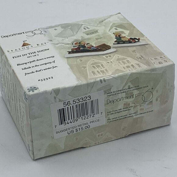 Department 56 Seasons Bay Fun in the Snow Figurines Set of 2 Sledding Children - Picture 9 of 9